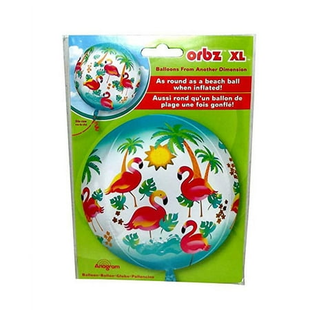 Orbz XL Flamingo Tropical Paradise Round Balloon, 16 X 15 inches