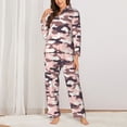 thumbnail image 2 of Pajama Sets for Women 2 Pcs, Camouflage Pink Button Down Long Sleeve Sleepwear Lounge PJ Sets, 2 of 6