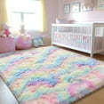 thumbnail image 2 of ZENELESS Indoor Fluffy Rug,5x7 Tie-Dye Rainbow Fuzzy Non-Slip Carpets for Living Room Bedroom Home Decor, 2 of 7