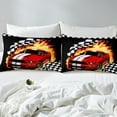 thumbnail image 4 of Erosebridal Cartoon Racing Car Fitted Sheet Set Full, Checkered Flag Bedding Full Size, Geometric Decor 3pcs（No Top Sheet）, 4 of 6