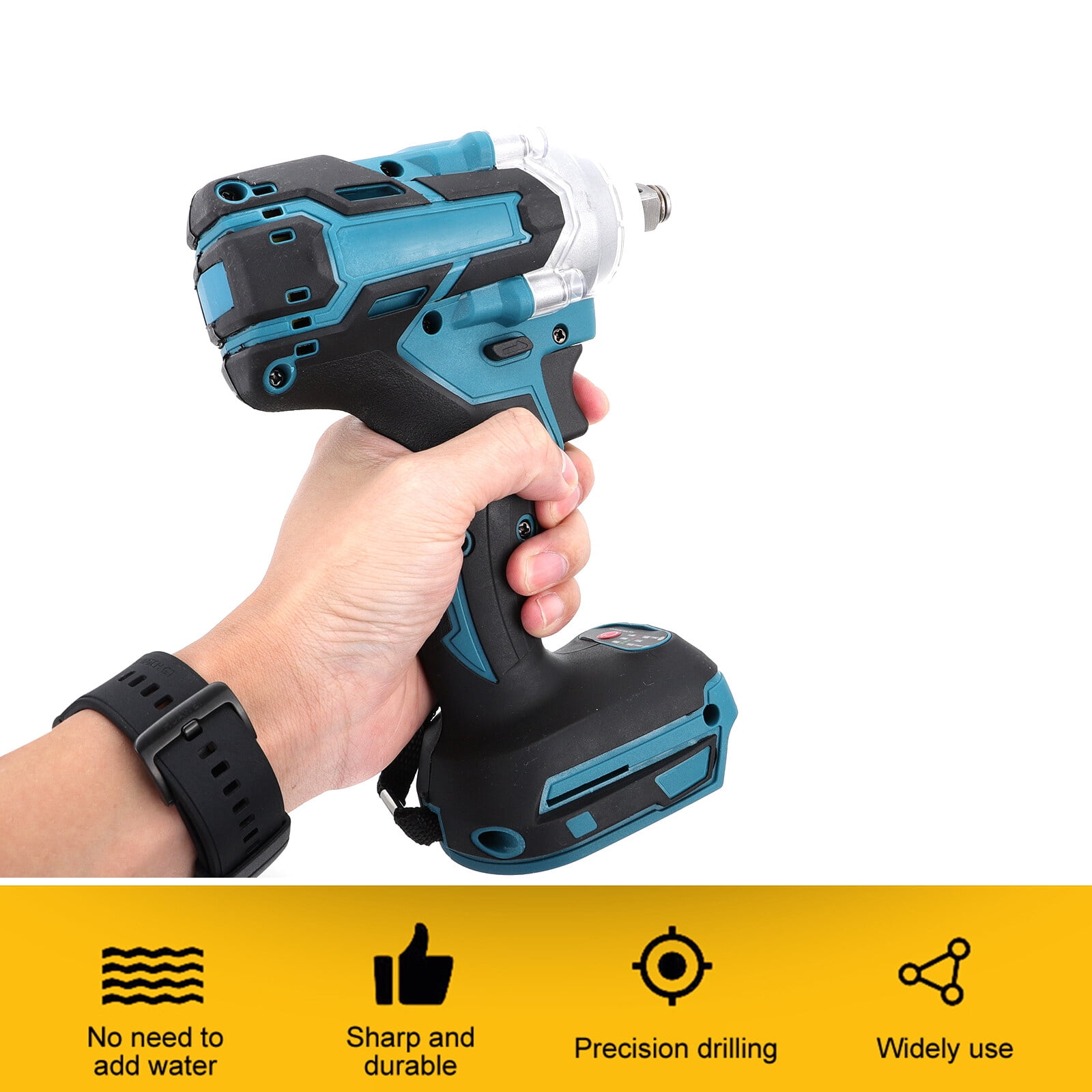 Pawsdot 1 Set Impact Wrench Kit Black Lithium Battery Heat Dissipation Power Tool