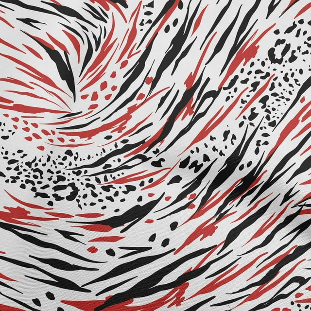 oneOone Cotton Poplin Red Fabric Animal Skin Craft Projects Decor Fabric Printed By The Yard 42 Inch Wide