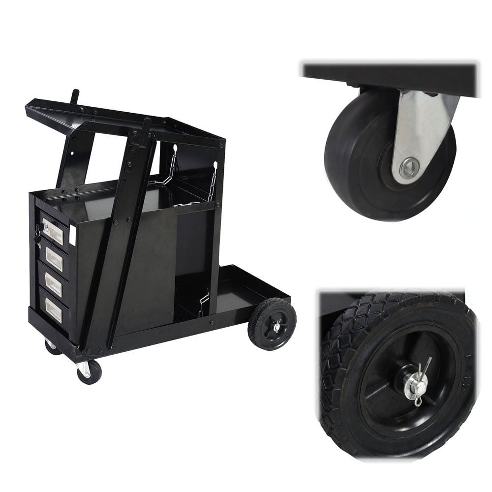 4 Drawer Cabinet Welder Welding Cart Plasma Cutter MIG TIG ARC Tank Storage