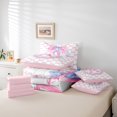 thumbnail image 6 of Castle Fairy Letter Monogrammed A Twin Bedding Sets 7-Piece for Boys Girls,Kawaii Floral Bow Bedding Comforter Set Microfiber,Dreamy Princess Breathable Sheet Sets,Breathable Home Decor,Reversible, 6 of 8