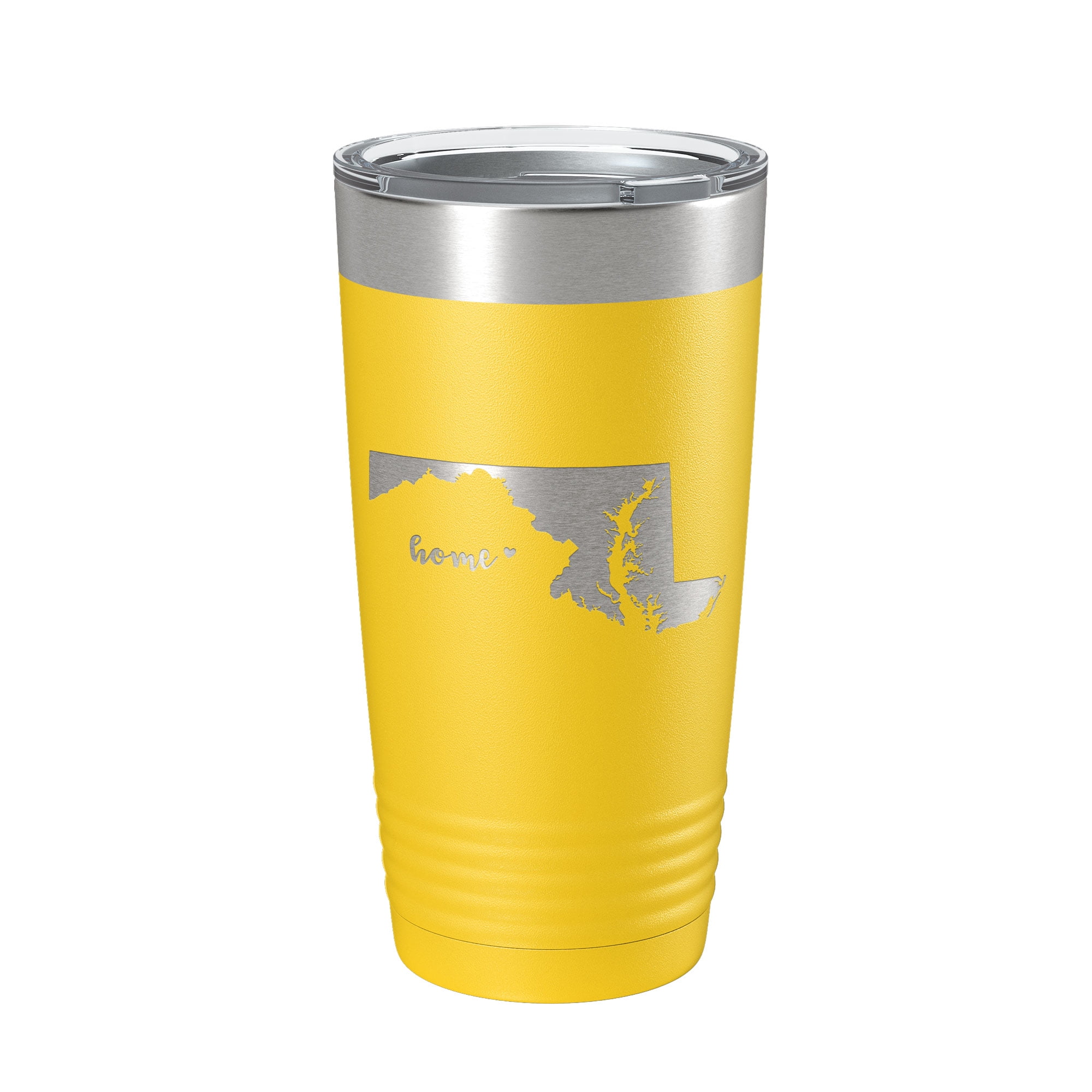 Maryland Tumbler Home State Travel Mug Insulated Laser Engraved Map Coffee Cup 20 oz Yellow