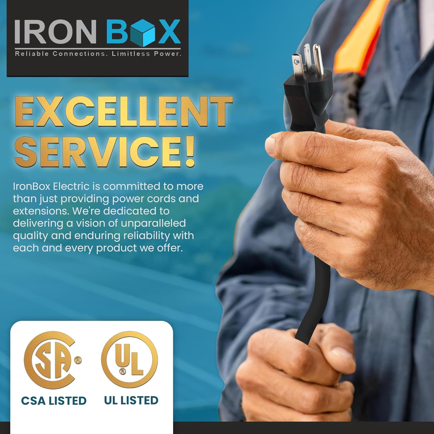 IronBox Electric NEMA 5-20P to 5-20R Extension Cord - 20A, 125V,12/3 SJT Jacket - Heavy Duty Outdoor Generator Cords & Plugs - UL Listed Extension Cable for Data Centers, Camper & More (6 ft,Molded)