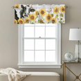 thumbnail image 3 of Cow Sunflower Valance Curtain Farmhouse White Yellow Flower Leaf Butterfly Wood Grain Window Valances Rod Pocket Short Curtains Window Treatments for Kitchen Bedroom Bathroom Laundry 60" x 18", 3 of 9