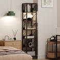 thumbnail image 2 of Ourlova Bookshelf - Narrow Bookcase Tall Skinny Storage Rack Shelf - 6 Tier Standing Bookshelves Metal Frame Rustic Display Racks Industrial Book Shelf for Bedroom/Living Room/Home/Office - Brown, 2 of 8