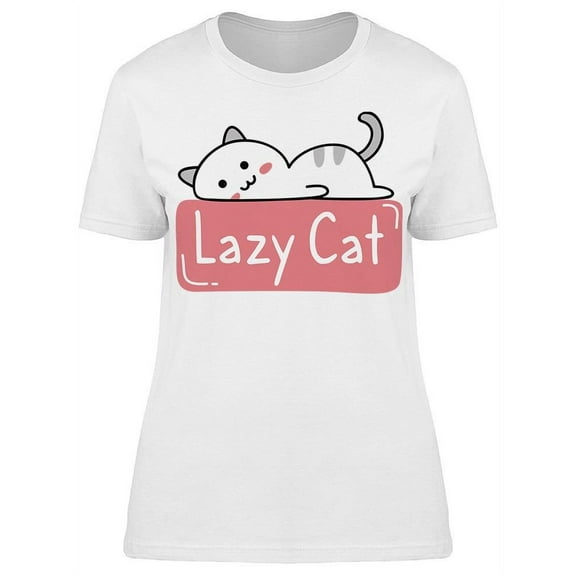 Lazy Cat Drawing Cartoon T-Shirt Women -Image by Shutterstock, Female Medium