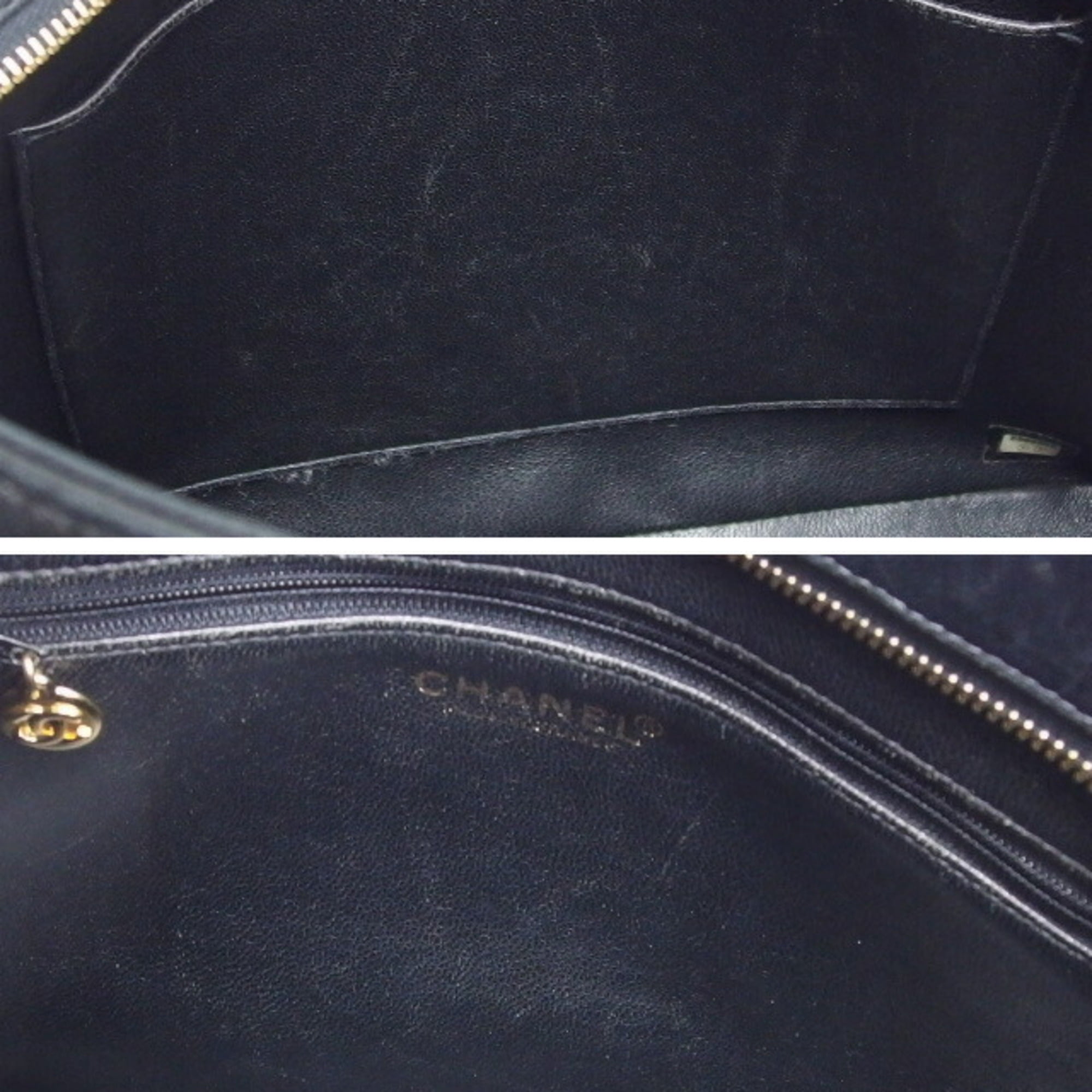 Chanel Coco Mark Lambskin matelasse Black Clutch Bag classic pouch