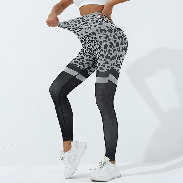 MKLEKYY Leggings deportivos para mujer, ropa exterior con estampado de leopardo para mujer, pantalones de yoga ajustados de cintura alta y deportivos