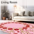 thumbnail image 2 of ODIKA 5'x7' Machine Washable Non-Slip Area Rug, Festive Holiday Botanical Design High Traffic Rug with Pad, Pink, 611205, 2 of 8