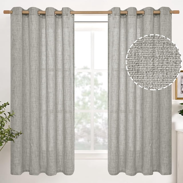 Natural Linen Curtains Long for Living Room Bedroom Groet Top Light Filtering Privacy Linen Textu Window Semi Sheer Drapes Birch Panels x