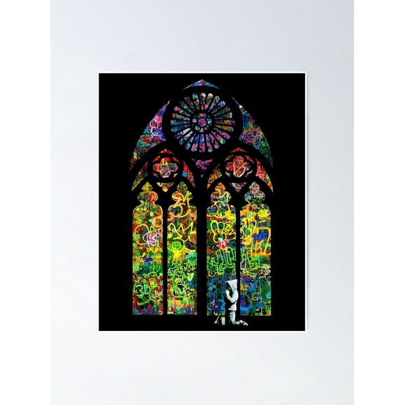 Banksy Stained Glass Church Window Fashion Art Decor Frame