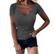 thumbnail image 1 of Eres Más Que una Camisa de Puntuación de Prueba Sexy de Manga Corta Lentejuelas Suelta Camisa de Blusa con Cuello en V, Poliéster, 1 of 5