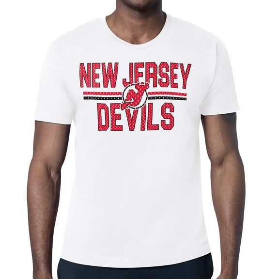 Men's Starter White New Jersey Devils Mesh Look Team Name T-Shirt