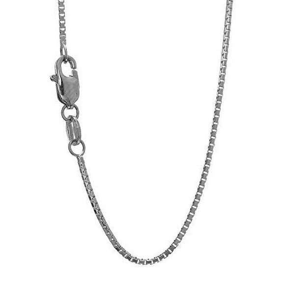 JewelStop 10k Solid White Gold 1.2mm Octagonal Box Chain Necklace, Lobster Claw Clasp - 18 Inches, 4.2gr.