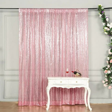 BalsaCircle 8 feet x 8 feet Pink Sequin Backdrop Curtain Wedding Party Photobooth Decorations