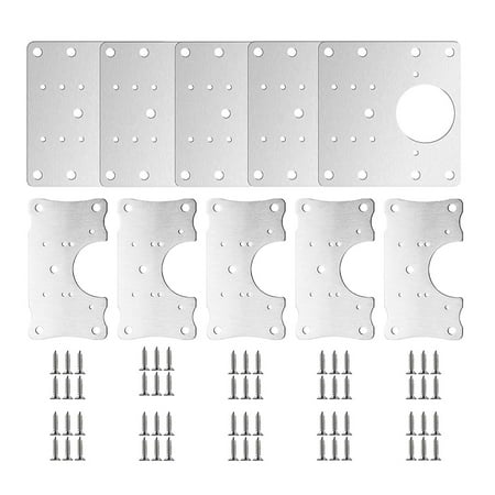 

10 PCS Hinge Mounting Repair Plate Stainless Steel Bracket Fixing Plate with Screws for Furniture Cupboard