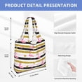 thumbnail image 2 of Xecao's Gold Glittering Hearts and Flamingos Canvas Tote Bag is a versatile choice for women, serving as a stylish beach bag, shopping bag,and reusable grocery bag., 2 of 5