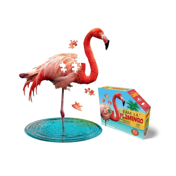 I Am Lil Flamingo Animal-Shaped Jigsaw Puzzle 100 Pcs by Madd Capp Puzzles 4009