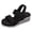 Black, variant on Rokment Womens Comfortable Elastic Band Platform Wedge Walking Sandals Casual Athletic Stretchy Memory Foam Chunky Heeled Slip on Beach Summer Shoes for Vacation Black Size 6