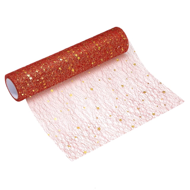 Caminito de mesa rojo Uxcell, 11" x 30 pies, decoración de malla metálica con lentejuelas