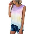 thumbnail image 5 of Oversized Tshirts for Women, Summer Tie Dye Crew Neck Sleeveless Tank Top, Pink 5XL, 5 of 5