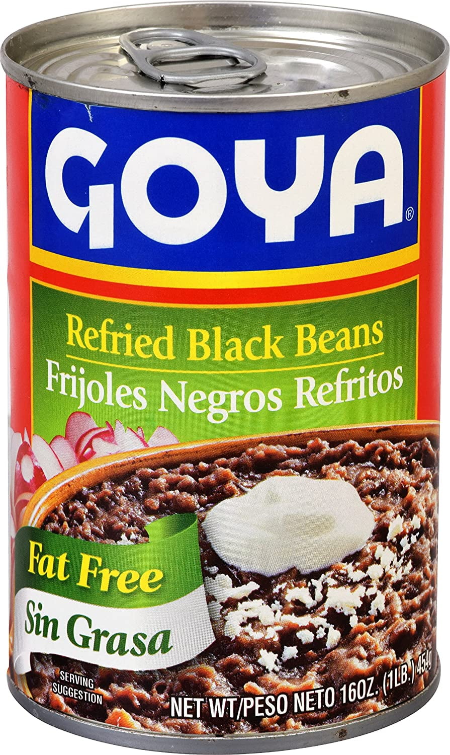 Goya Foods Refried Black Beans Fat Free, 16 Ounce (Pack of 12