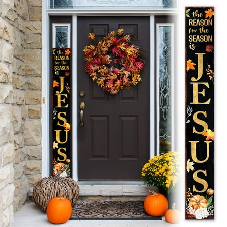 72in “The Reason for the Season is Jesus” Christmas Porch Sign | Front Porch Seasonal Decor | 4 Seasons | UV Print