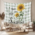 thumbnail image 2 of Sunflowers Farmhouse Tapestry for Bedroom Wall Hanging Tapestry, Sage Green Plaid Pastoral Rustic Ceiling Backdrop Tapestries Poster Blanket Wall Decor for Teens Room Living Room Dorm 39" x 59", 2 of 8
