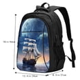 thumbnail image 5 of Pofeuu Moonlit Night Sea Sailboat Print Storage Laptop Backpack with USB Charging Port[Water Resistant] College Computer Bookbag Fits, 5 of 7