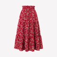 thumbnail image 5 of LWavelet Floral Flared Midi Skirt Women Daily Casual Flowy Stylish Versatile Bottoms Red M, 5 of 8