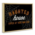 thumbnail image 3 of Stupell Industries Enter At Own Risk Haunted House Gold Framed Floater Canvas Wall Art, design by Natalie Carpentieri, 17 x 21, 3 of 9