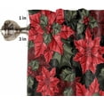 thumbnail image 5 of Christmas Black Kitchen Curtains and Valances Set, Rod Pocket Curtains Tier Farmhouse Window Curtains 24 Inch Length, Red Poinsettia Botanical Leaves Vintage 3 Piece Kitchen Curtains Set, 5 of 6
