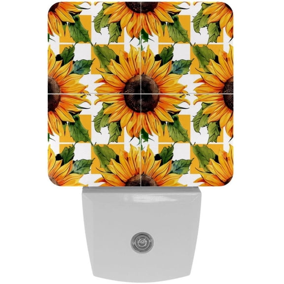 PhooArto Geometry Sunflowers Pattern Plug in LED Night Light Auto Sensor Dusk to Dawn Decorative Night for Bedroom, Bathroom, Kitchen, Hallway, Stairs, Baby's Room, Energy Saving