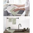 thumbnail image 5 of Green Waves Stripes Kitchen Dish Towels for Drying Dishes Set of 2, Vintage Minimalist Lines Texture Waffle Weave Microfiber Hand Tea Bathroom Towels Quick Dry & Absorbent Towel 15.7x23.6, 5 of 7