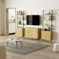 thumbnail image 7 of Vabches 5-Shelf Ladder Bookshelf with Rattan Cabinet, Wall Mounted Bookcases with Open Space Shelf, Natural, 7 of 7