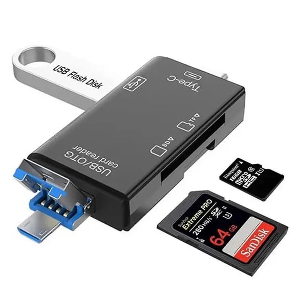 Travel USB Memory Card Reader Micro & Regular SD Cards for Traveling - 6 in 1 Laptop Secure Digital Universal Compact OTG Adapter