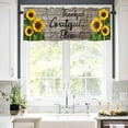 thumbnail image 5 of Farmhouse Sunflower Valances for Windows Thankful Grateful Blessed Wood Grain Rod Pocket Curtain Valance Window Treatment Short Curtains for Kitchen Living Room, 42"x12", 5 of 5
