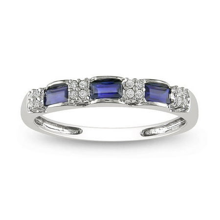 Amour White Gold Diamonds and Sapphire Eternity Ring