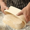thumbnail image 4 of Canastas de ratán para fermentación de masa madre redondas y ovaladas con forro de lino naturales sin astillas ideales para pan artesanal en casa juego de 2, 4 of 7