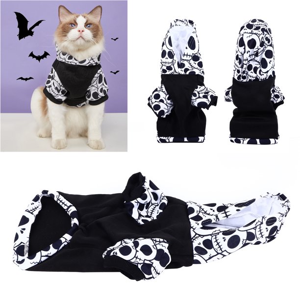 Ropa de invierno para perros sudadera de Halloween para perros patrón de calavera cálido teñido anudado a la moda suave para mascotas pequeñas y medianas para el invierno ANGGREK Otros