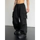 thumbnail image 4 of Pantalones cargo ZAFUL con bolsillo plano en paracaídas para hombre, color negro XL, 4 of 6