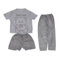 thumbnail image 3 of Conjunto de Pijama Nikou de 3 Piezas para Mujer a Cuadros con Estampado de Oso de Dibujos Animados, 3 of 9