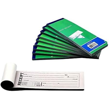 50 Pack: Rent Receipt Book Carbonless Copy Duplicate 2 parts 50 Sets 8" X 2.75"$$Office