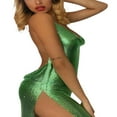 thumbnail image 3 of POINTERTECK Women Glitter Mini Dress Halter Neck Side Slit Backless Bodycon Club Dress, 3 of 8