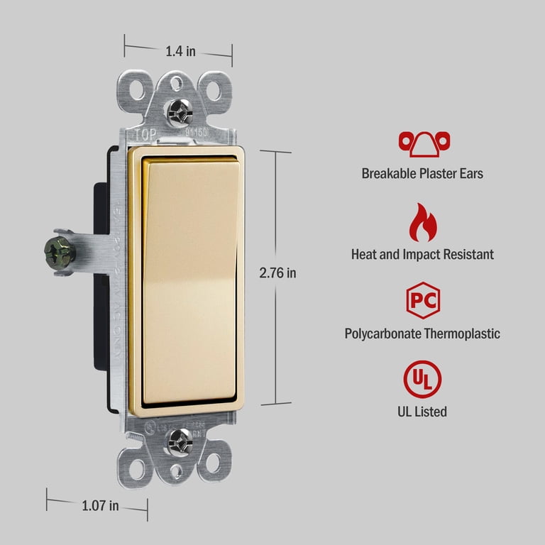 Rocker Switch ENERLITES Illuminated 3-Way Decorator Switch, Paddle ...