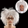 thumbnail image 3 of Peluca para cosplay, blanca y plateada, esponjosa, punk Scientist, para hombres y niños, 3 of 3