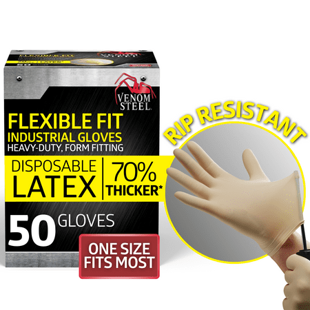 Medline Venom Steel Premium Industrial Latex Gloves, 50 Count, One Size